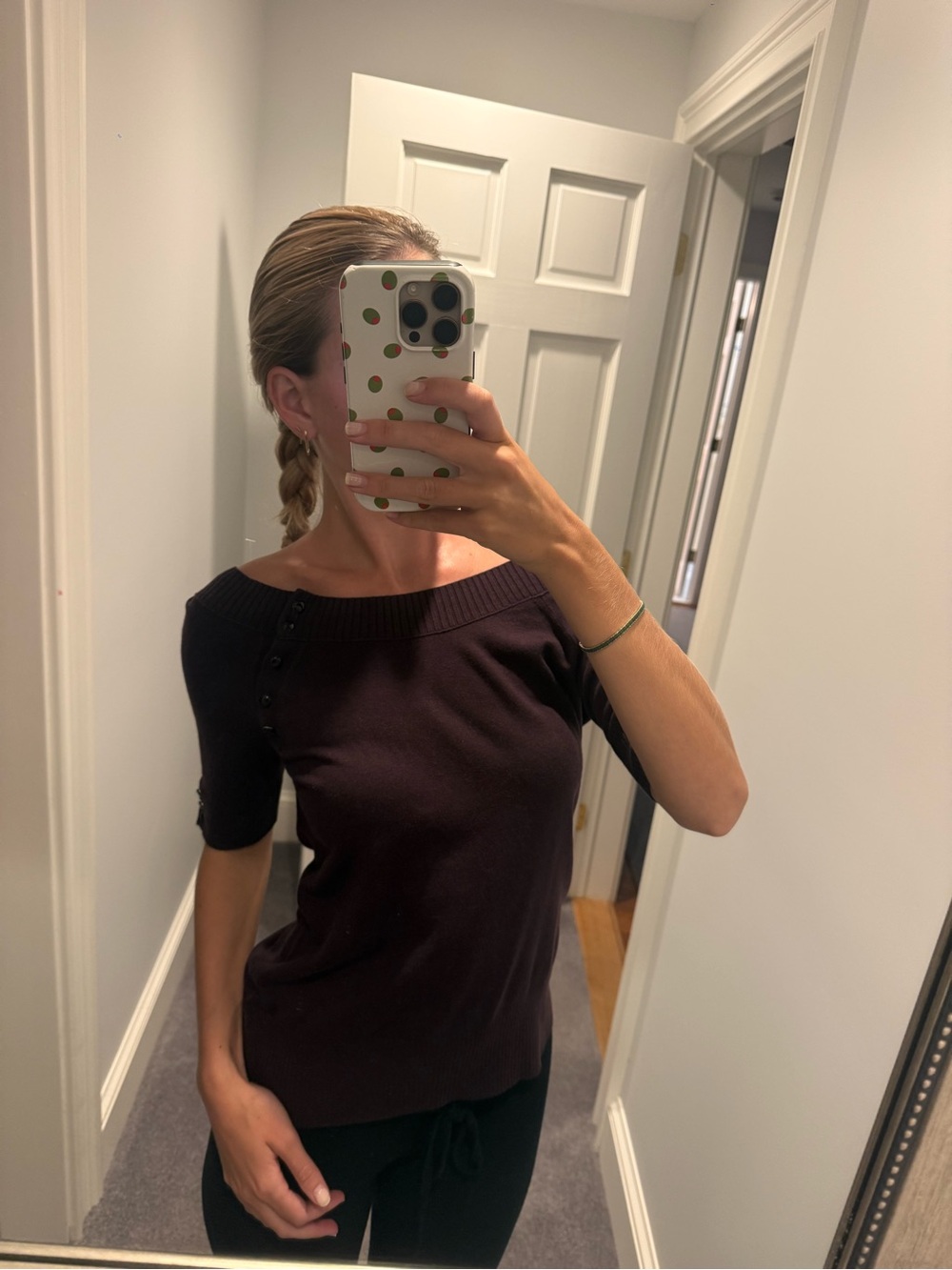 Women’s Off-Shoulder Short Sleeve Sweater - Brown Banana Republic XS